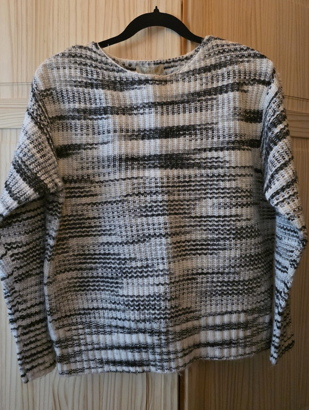 Classic Crewneck Mixed Black and White Knit Sweater